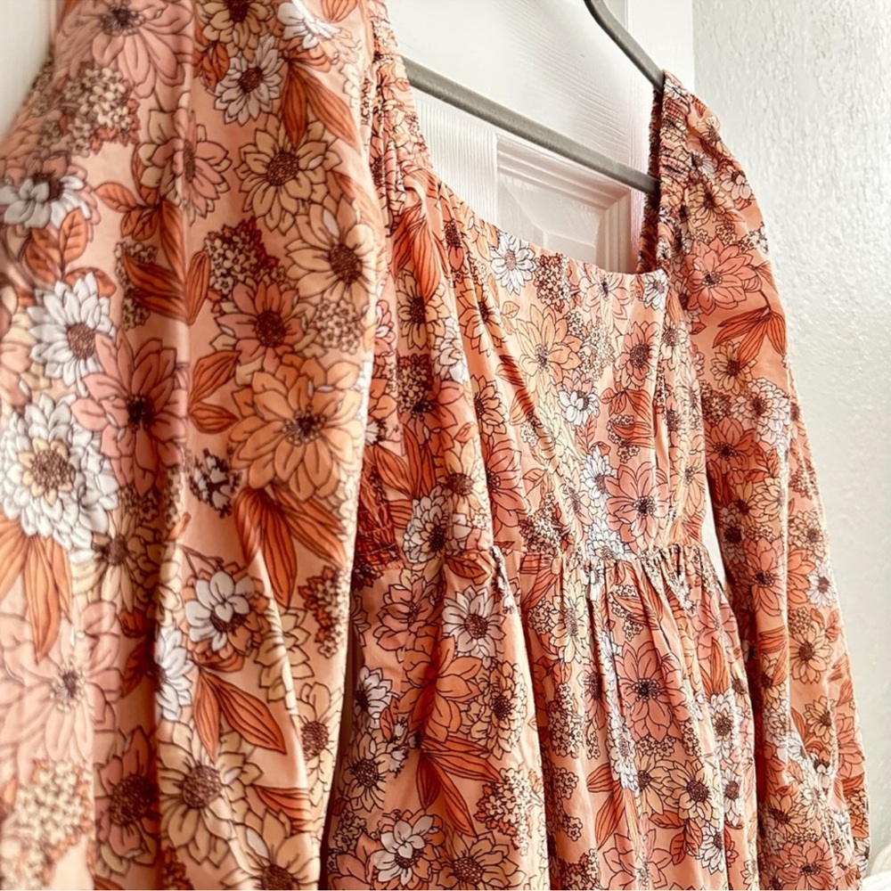 ❤️HOST PICK❤️NWT J. Crew Liberty Peach Floral Square-Neck Mini Dress, S. - Picture 6 of 9